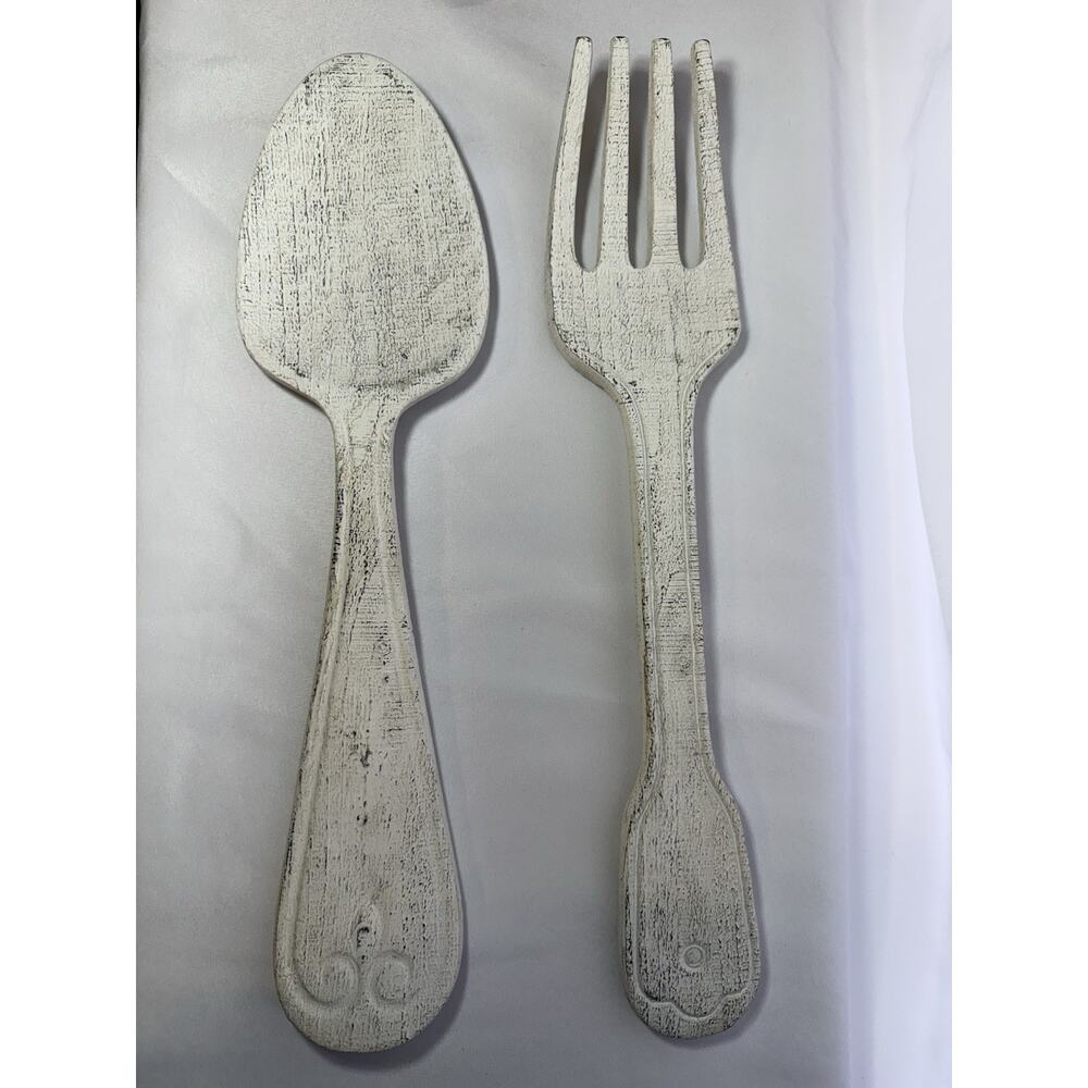 Oversized Decorative Wooden Fork and Spoon Wall Decor